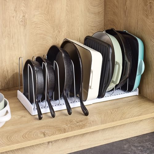 YouCopia StoreMore Expandable Cookware Rack with Tall Steel Wires, 12.5"-22" Wide Adjustable Pan Organizer for Kitchen Cabinet Storage, Premium Edition - size: Expandable Premium