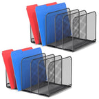 TOPCJ 5 Sections Desk File Holder/Rack/Sorter,Mesh File Organizer,File Folder Organizer,Metal Upright Desktop Organization for Documents,Magazine,Kitchenware,Antiskid,Antirust,Sturdy,2 Packs - style: 2 Packs