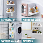 TAILI Shower Caddy with 4 Hooks Suction Cup Shower Shelf Hanging Bathroom Rack Removable & Reusable No Drilling Plastic Wall Mounted Bath Shelves Storage White - style: Modern