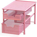 Simple Houseware Stackable 2 Tier Sliding Basket Organizer Drawer, Pink - color: Pink, size: 2-Tier