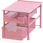 Simple Houseware Stackable 2 Tier Sliding Basket Organizer Drawer, Pink - color: Pink, size: 2-Tier
