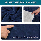 Velvet Quilted Armrest Covers - Water-Resistant Sofa Arm Protectors Set of 2 with Side Pocket Organizer, Non-Slip Furniture Covers for Chairs & Couches (Navy) - color: Navy