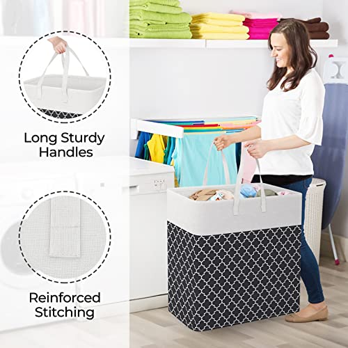 StorageRight Laundry Basket Hamper Large Collapsible Laundry Hamper with Easy Carry Handles，Freestanding Clothes Hampers for Laundry, Bedroom, Dorm, Clothes, Towels, 100L, Clover Black - color: Clover Black, size: 100L