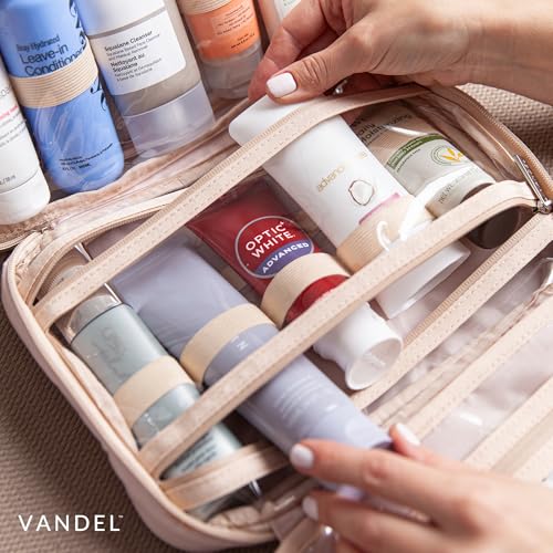 VANDEL Waterproof Hanging Toiletry Bag [TSA-Approved] Hanging Makeup Organizer Bag, Cosmetic Travel Bags for Women, Makeup Case Toiletries Organizer Hygiene Bathroom Shower Caddy - Neutral Checker - color: Neutral Checker