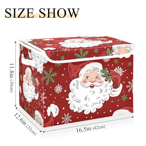 xigua Christmas Santa Claus Storage Bins with Lids and Carrying Handle,Foldable Storage Boxes Organizer Containers Baskets Cube with Cover for Home Bedroom Closet Office - color: Christmas Santa Claus