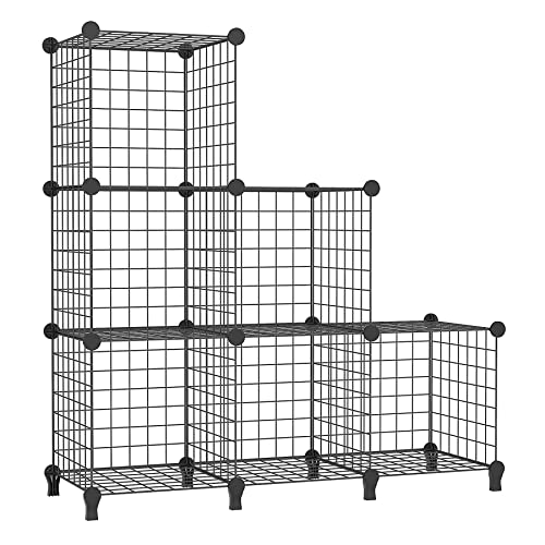 AWTATOS Wire Cube Storage Organizer, Closet Organizers and Storage, Metal 6 Cube Storage Shelves Bookshelf, Portable Closet Clothes Organizer for Bedroom, Home, Office, Black - color: Black, size: 6 Cube(30x30cm)