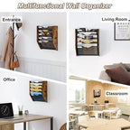 Wall File Organizer,5 Tier Mesh Mail Organizer Wall Mounted,Hanging File Holder,Magazine Rack for Documents,Magazine,Literature,File,Mails,Envelopes