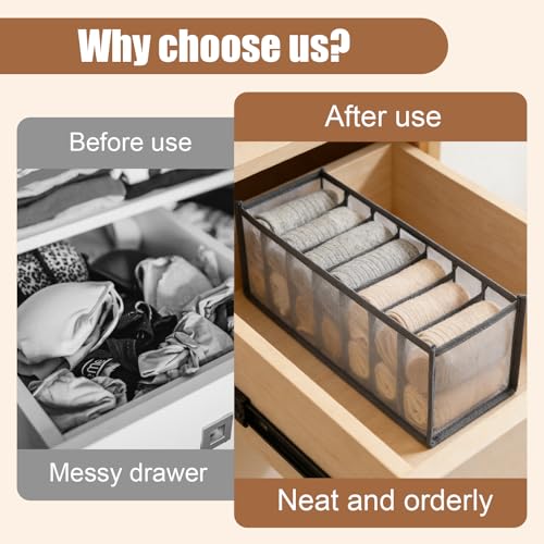 2 Pcs Underwear Storage Box Drawer Underwear Organizer Lingerie Organizer Compartment Storage Box for Wardrobe Drawer Use(Grey) - color: Grey-2pc