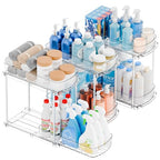 Yieach 3 Pack 13.8″ Deep 2 Tier Under Sink Storage Organizer,Large Pull Out Bathroom Organizers and Storage,Slide Out Acrylic Undersink Storage Shelf,Kitchen Under Sink Organizer for Cleaning Products - style: 3 Pack-2 Tier