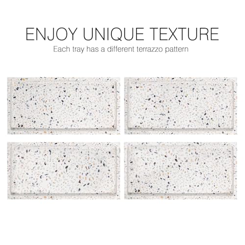 Luxspire Bathroom Vanity Tray, 8 x 4 inch Resin Kitchen Sink Tray for Soap Dispenser Bathroom Countertop Organizer Plate Holder for Perfume Soap Towel Bathroom Accessories, Mini, Terrazzo - color: Terrazzo, style: Mini