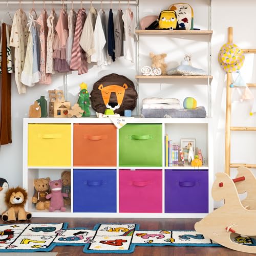 GRANNY SAYS 13 Inch Cube Storage Bins, Colorful Cube Storage Organizer, Fabric Storage Bins, Storage Cubes for Shelves, Closet, Toy Storage Bins for Kids Room, Play Room, Rainbow, 6-Pack - color: Rainbow, size: 13 Inch-6 Pack