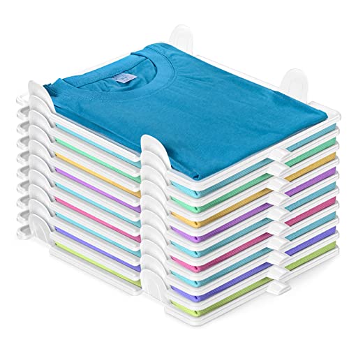 Accenter Tshirt Organizer for Clothes Storage, Stackable Closet Organizer with Easy Access, Shirt Folder Board, Sturdy and Durable, Clothes Folder 10-Pack - style: 10-Piece Set