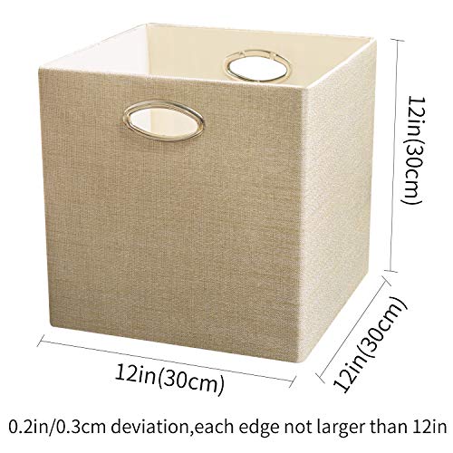 Posprica Storage Cubes, 12×12 Storage Bins, Fabric Drawers Organizer Basket, 4pcs, Beige - color: Beige, size: 12×12×12/4pcs
