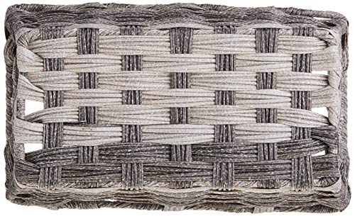 Whitmor Woven Storage Basket for Shelves, Small Plastic Wicker Organizer Bin with Handles, Decorative Shelf Tote for Closet, Bathroom, Pantry & Office Organization - size: 11.5 x 6.625 x 4.5 inches