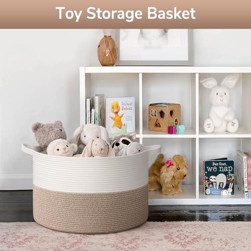 Goodpick 65L Large Storage Basket 19.7"x12.6", Basket for Blankets Living Room, Toy Storage Organizer for Clothes, Toys - color: Light Brown, size: 19.7x19.7x12.6 Inch (Pack of 1)