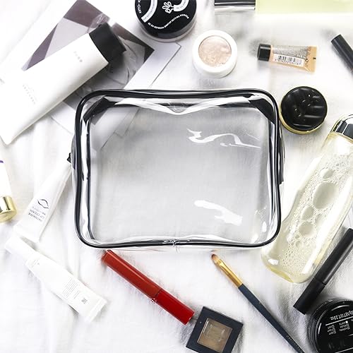 6 Packs Clear Cosmetics Bags for Women Men Waterproof Toiletry Bags PVC Makeup Bags Organizer Case with Zipper for Travel Bathroom (6 Black Colors) - color: 6 Black Colors