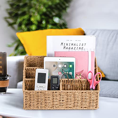 DINGTAI Woven Mail Organizer Countertop, 12 Inch Mail Organizer Basket for Bill and Pen, Farmhouse Desk organizers and storage - color: Natural
