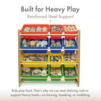 Humble Crew, Natural/Primary Kids' Toy Storage Organizer with 12 Plastic Bins, 34*35*15.5inch - color: Natural/Primary