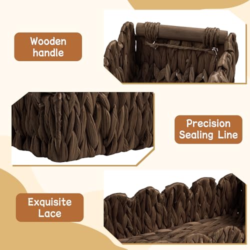 Toilet Paper Storage Basket Bathroom Counter Organizer Wicker Baskets for Organizing Cute Basket for Bedroom Nursery Room Kitchen Bathroom Decor -Dark Brown - color: Dark Brown