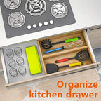 Drawer Organizer Storage Box Kitchen - Wood Stackable Tray Utensil Organizer for Office Drawers,Cabinets,Shelves,Pantry,or Bathroom Counter,Drawer Dividers for Silverware Set of 2（15x6x2.5inch） - size: 15x6x2.5inch