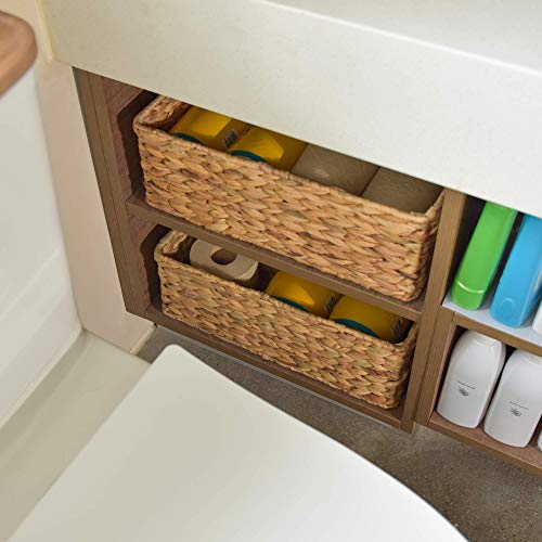 StorageWorks Water Hyacinth Bathroom Basket Organizer and Storage for Tank Topper, Wicker Toilet Paper Basket for Back of Toilet Baskets, Long Narrow Tank Tray & Small Woven Baskets for Decor, 2 Pack - color: Natural(Water Hyacinth), size: 15 ¾"L x 6 ½"W