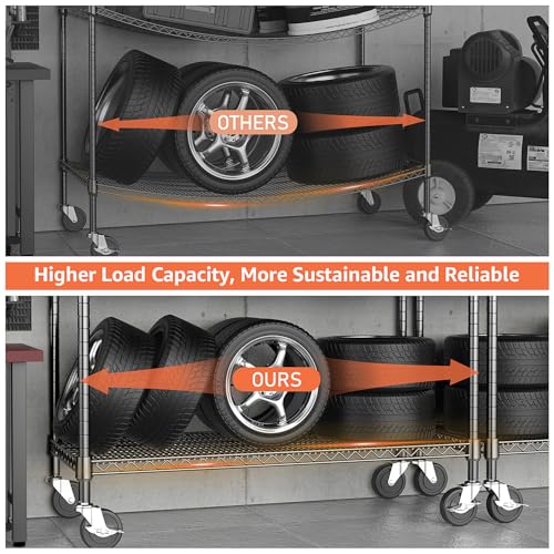 M MZG 4 Tiers Storage Shelves Load 1400LBS, Metal Shelving Wire Metal Shelving Unit Shelves for Storage Adjustable Garage Shelving for Pantry Kitchen Garage Black 17.7" D x 47.3" W x 62.7" H - color: Black, size: 4 Tiers, 17.7"D x 47.3"W x 62.7"H