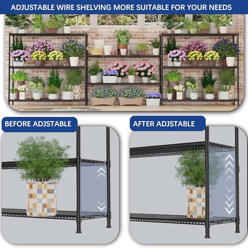 Heavy Duty Shelving, 47.6" H Garage Shelving Unit with Leveling Feet, 3-Tier Adjustable Garage Storage Shelves Metal Rack, Industrial Shelving for Warehaouse Storage, 60" W x 24" D x 47.6" H, Black - color: Black, size: 24D x 60W x 47.6H (3Tier)