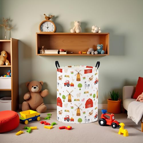 Baby Laundry Basket Baby Nursery Hamper Kids Laundry Basket Toy Storage Bin for Boys Room Decor Gift Baskets for Bedroom Bathroom(Farm) - color: Farm