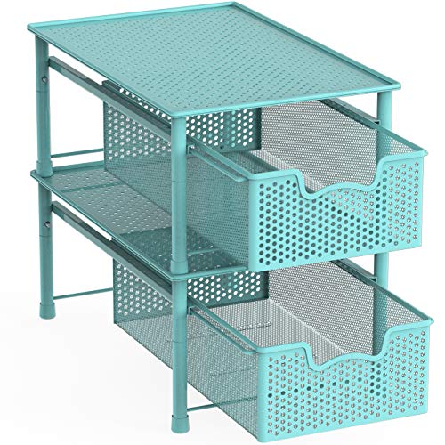 Simple Houseware Stackable Cabinet Basket Drawer Organizer, Turquoise - color: Turquoise, size: 1-Tier