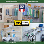 EZ Shelf - Hanging Shelf - Closet Rod - Expands 17.5-27” - White, Closet Shelves - Strong, Holds 200 lbs - DIY, Easy Install - to 2 Side Walls - Alternative to Wire Shelving - color: White, size: 17.5 in-27 in