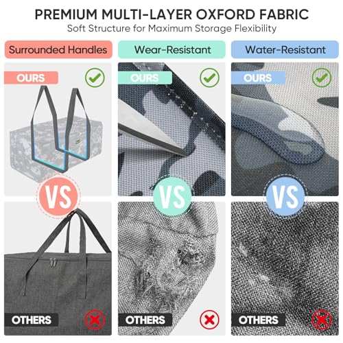 BALEINE Extra Large Storage Tote with Zippers & Carrying Handles, Heavy-Duty Oxford Fabric Moving Bags for Laundry, Space Saving, Storage, Grey Camouflage - color: Grey Camouflage, size: 1-Pack