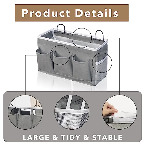 Kanrichu Wall Hanging Organizer Bag, 2-Pack Linen Storage Baskets with Pockets, WallHanging Storage Basket for Bedroom, Kitchen, Office, RV Camper (Gray) - color: Gray_2pcs