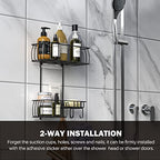 Epicano Shower Caddy Hanging, Anti-Swing Over Head Shower Caddy Rustproof with Hooks for Towels, Sponge and More, Matte Black - color: Matte Black