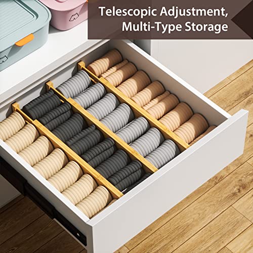 DUCOO 4 PCS Drawer Divider, 17"-22" Adjustable Bamboo Drawer Dividers Organizers, Expandable Separators for Kitchen, Clothes, Dressers, Home, Office - color: Natural
