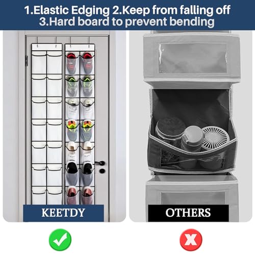 2 Pcs Over The Door Shoe Organizer 14 Large Pocket Hanging Shoe Rack for Closet Organizers And Storage, White
