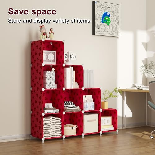UNKU Cube Storage Organizer, 10 Cube Closet Organizer Storage Shelves, DIY Stackable Bookcase, Clothes Organizer Shelf for Closet, Bedroom, Living Room, Cabinet, Home, Office, Red - color: Green, size: 10cube