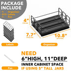 SpaceAid Pull Out Spice Rack Organizer for Cabinet, Heavy Duty Slide Out Seasoning Kitchen Organizer, Cabinet Organizer, with Labels, 7.7" W x10.75 D x4 H, 3 Drawers 1-Tier - style: Three 2"W Drawers, 1-Tier