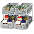 Simple Houseware Cabinet 2 Tier Perforated Basket Drawer, Silver - 2 Pack - color: Silver, size: 2-Pack