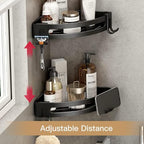 VOLPONE 3-Pack Black Triangle Shower Caddy, 3-Tier Corner Shelves, Rustproof Shower Storage Rack, Drill Free Wall Mount Shower Organizer, 40lbs Load Capacity - style: Without Suction Cup Triangle with Hooks 3 Tier Black