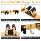 3 Racks and 4 Heavy Duty Hooks Mop and Broom Holder Wall Mount, Non-slip Organizer Storage Utility Tool Racks for Garage,Kitchen,Laundry Room,Garden. Gold - color: Gold