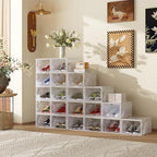 AWTATOS Shoe Storage Boxes, Thickened Shoe Storage Organizer with Clear Magnetic Door, Stackable Shoe Container with Lids, Collapsible Large Shoe Rack, Fit up to US Size 15, 10 Pack - size: 10 pack
