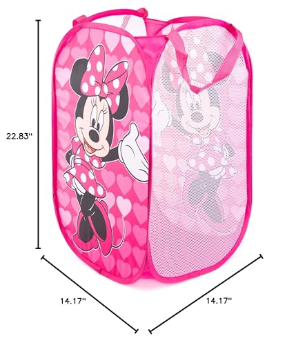 Jay Franco Disney Minnie Mouse Pop Up Hamper - Mesh Laundry Basket/Bag with Durable Handles (Official Disney Product) - color: Minnie Mouse - Pink