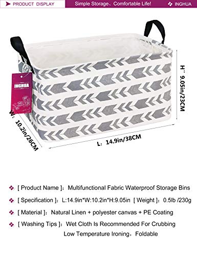 Rectangular Storage Basket Fabric Organizer Bin for Toys,Books,Clothes,Gifts,Pets-Perfect for Home,Office,Nursery,Dorm,Shelf(Rec Grey Arrow) - color: Rec Grey Arrow