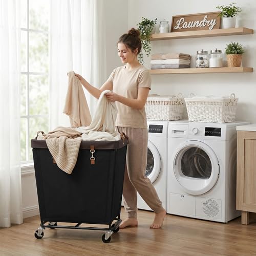 StorageWorks 210L Laundry Basket with Wheels, Extra Large Rolling Hampers for Clothing Organizer, Dirty Clothes Basket for Hotel, Home, Closet, Dorm, Black - color: Black, size: 210L