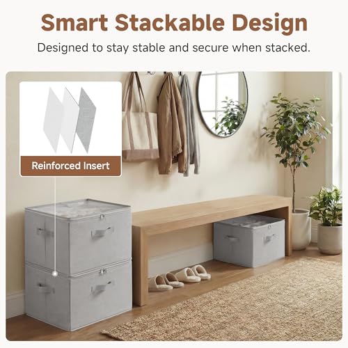 StorageWorks Shoe Organizer for Closet, Fits up to 16 Pairs, Shoe Cubby Storage Containers with Adjustable Dividers and Clear Cover, Grey - color: Grey, size: Medium