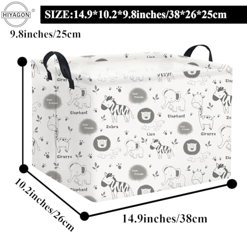 HIYAGON Rectangular Animal Basket Baby Kids Storage Basket for Boys Animal Room Decor Cute Toy Storage Organizer Bins Bedroom(4 Animals Pattern) - color: 4 Animals Pattern