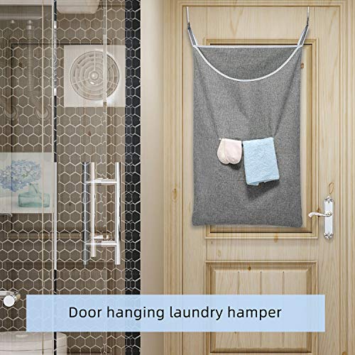 SAVERHO X-Large Door Hanging Hamper Bag,2 Pack Large Capacity Hanging Laundry Hamper Basket with Wide Opening Dirty Clothes Laundry Hamper Storage Bag Size 35X22inch(Grey-2Pack) - color: Grey-2Pack