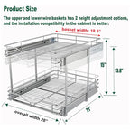 DINDON 2 Tier Pull Out Cabinet Organizer (20" W X 21" D), Double Tier Wire Basket Slide Out Shelf Storage for Kitchen Base Cabinet Organization for Kitchen, Pantry, Bathroom, Chrome - size: 20'' W X 21'' D