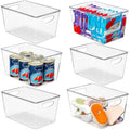 theaoo Clear Storage Bins with Lids Stackable - Large Plastic Containers for Pantry Organization and Storage - Perfect for Kitchen,Fridge,Laundry Room,Bathroom,Garage,Closet,Cabinet Organizer - 6 Pack - size: Large (Pack of 6)