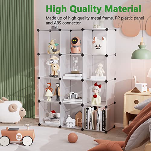 C&AHOME Cube Storage Organizer, 12-Cube Closet Cabinet Organizer, DIY Cube Shelf, Plastic Stackable Bookshelf, Modular Shelving Units Ideal for Home, Office, 36.6" L x 12.4" W x 48.4" H White SHS3012A - color: Translucent White
